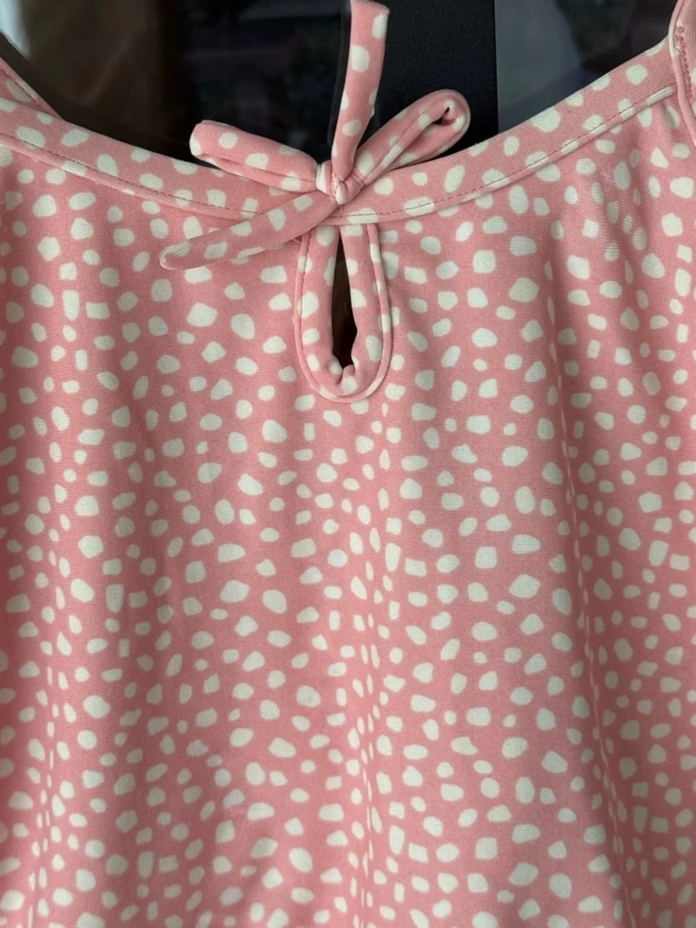 Crewcuts one piece swimsuit polka dots bows criss cross girls peachy